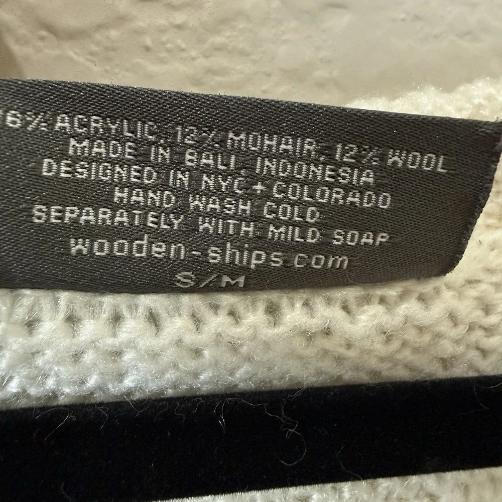 Wooden Ships Sweater Women S/M Cream Eiffel Tower Coastal Mohair Blend